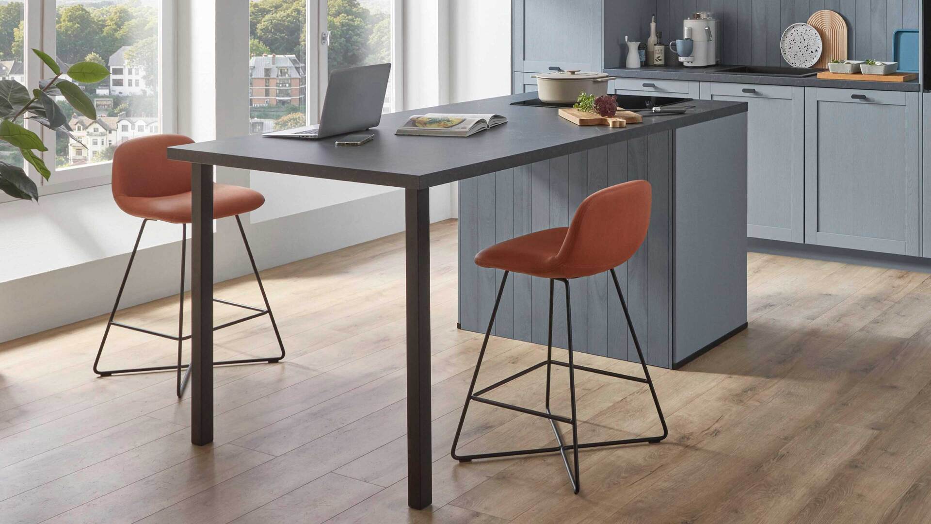 nobilia® Einbauküche Frame mit Geräten und  Ansetztisch